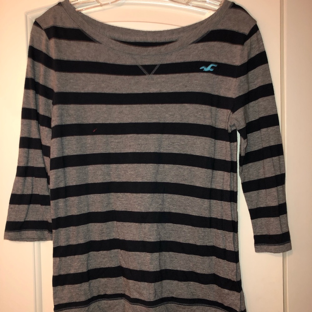 Hollister striped top! Grey and navy